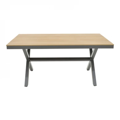 Thorio pakoworld plywood table in natural shade and dark grey aluminum leg 160x90x75cm
