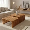 Tinnie I pakoworld table set of 2 teak wood in a natural shade