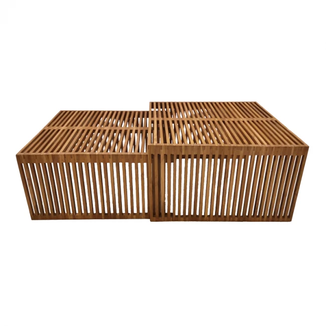 Tinnie I pakoworld table set of 2 teak wood in a natural shade