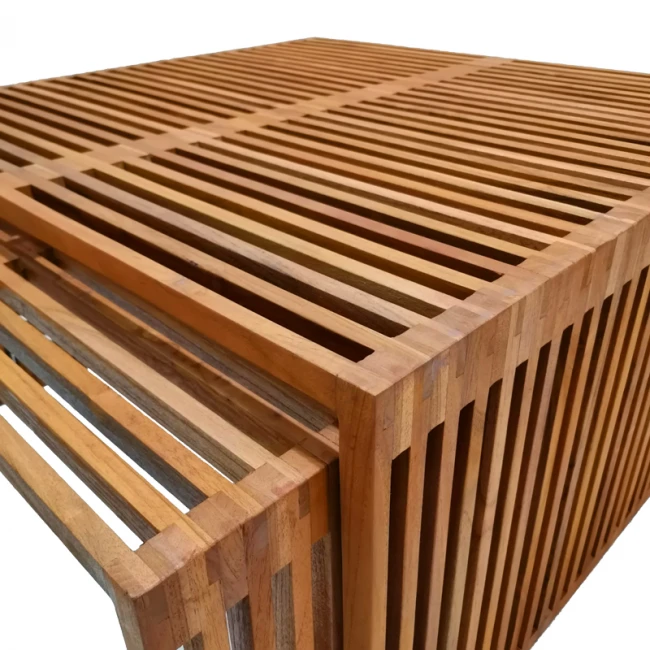 Tinnie I pakoworld table set of 2 teak wood in a natural shade