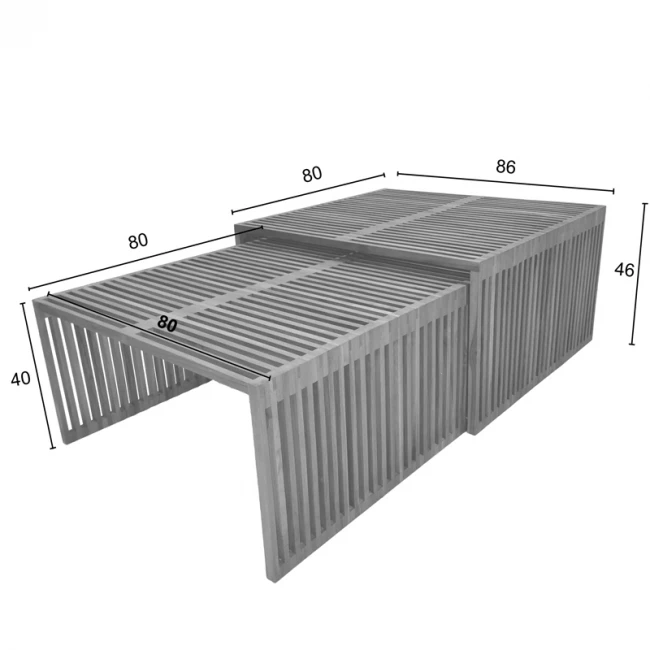Tinnie I pakoworld table set of 2 teak wood in a natural shade