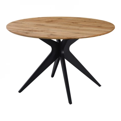 Toda pakoworld mdf table in sonoma shade with black metal legs Φ120x75cm