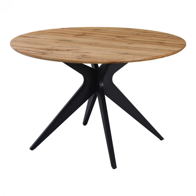 Toda pakoworld mdf table in sonoma shade with black metal legs Φ120x75cm