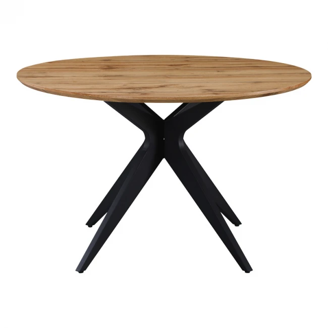 Toda pakoworld mdf table in sonoma shade with black metal legs Φ120x75cm