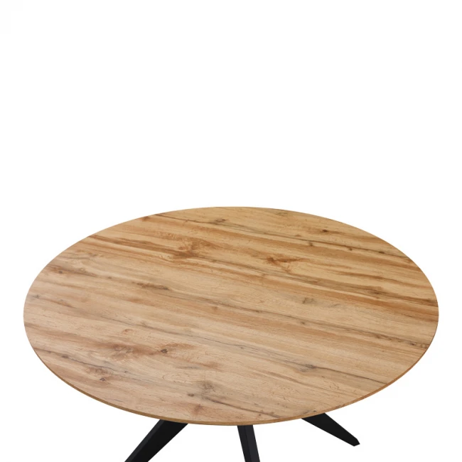 Toda pakoworld mdf table in sonoma shade with black metal legs Φ120x75cm
