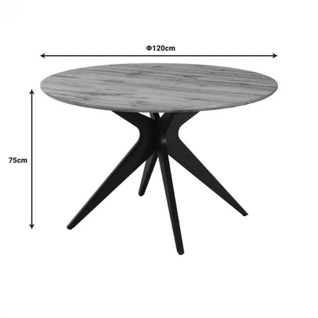 Toda pakoworld mdf table in sonoma shade with black metal legs Φ120x75cm