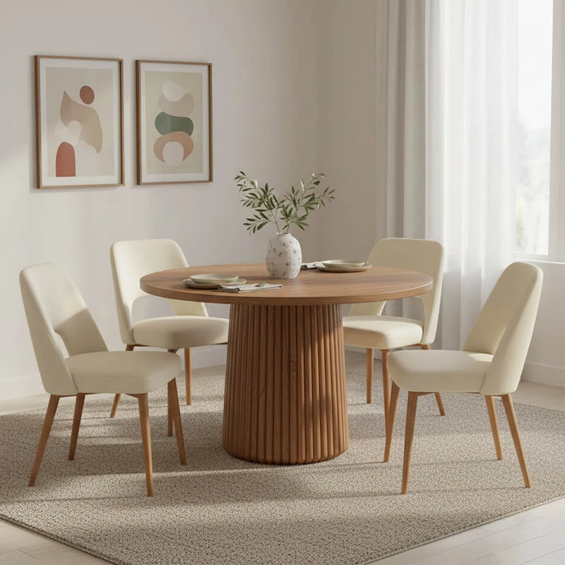 Tully table pakoworld solid acacia wood in walnut shade D120x75cm