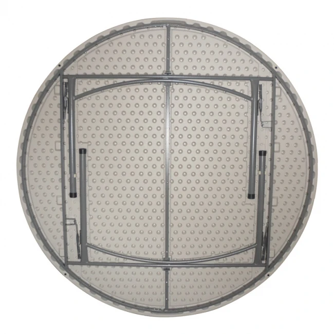 Τραπέζι βαλίτσα catering Comfort pakoworld πτυσσόμενο στρόγγυλο σε λευκή απόχρωση Φ180x74εκ