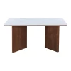 Τραπέζι Versy pakoworld sintered stone-mdf σε λευκό μαρμάρου με καρυδί βάση 160x90x75εκ