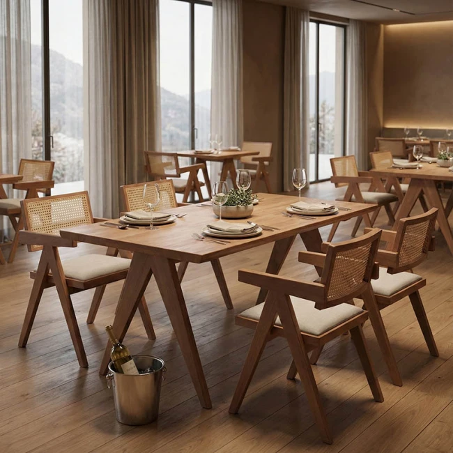 Winslow pakoworld rubberwood table in light walnut color 180x85x75cm