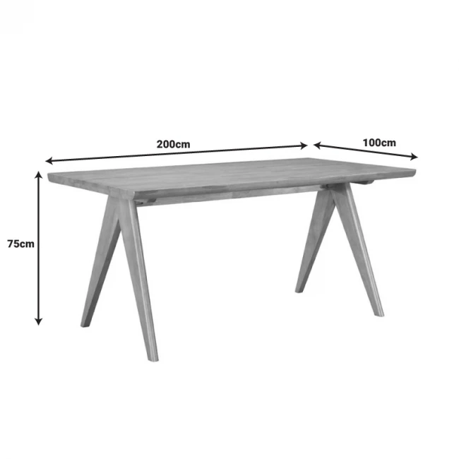 Τραπέζι Winslow pakoworld ξύλο rubberwood σε ανοιχτό καρυδί χρώμα 200x100x75εκ
