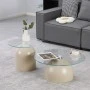 Coffee tables Barel pakoworld set of 2 cappuccino metal- clear glass