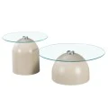 Coffee tables Barel pakoworld set of 2 cappuccino metal- clear glass