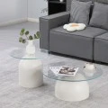 Coffee tables Barel pakoworld set of 2 white metal- clear glass