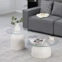 Coffee tables Barel pakoworld set of 2 white metal- clear glass