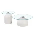 Coffee tables Barel pakoworld set of 2 white metal- clear glass