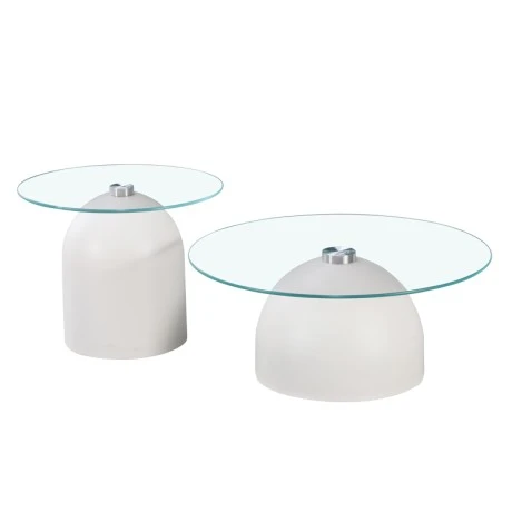 Coffee tables Barel pakoworld set of 2 white metal- clear glass