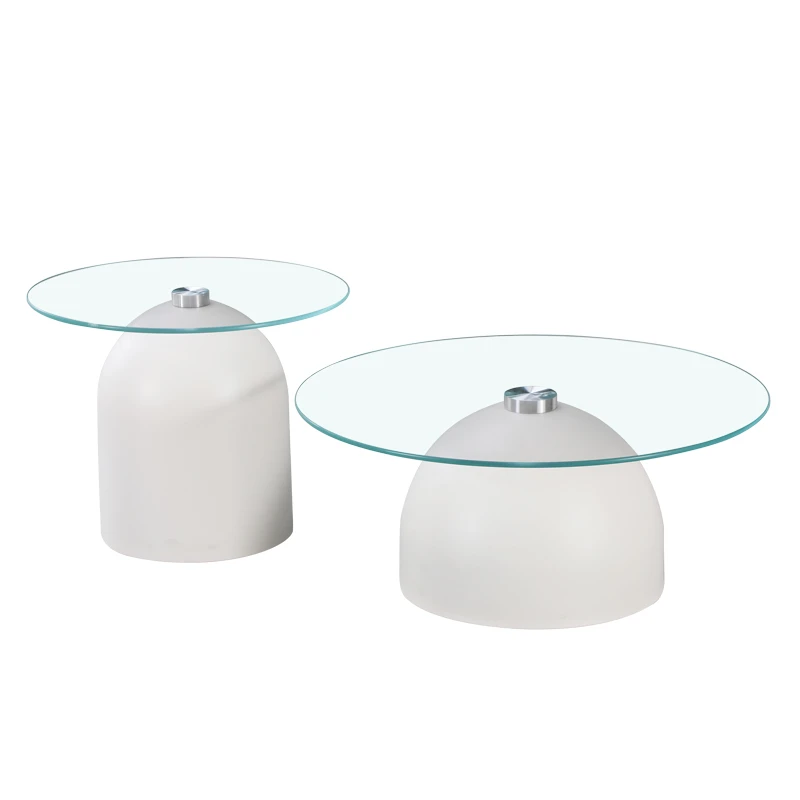 Coffee tables Barel pakoworld set of 2 white metal- clear glass