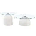 Coffee tables Barel pakoworld set of 2 white metal- clear glass