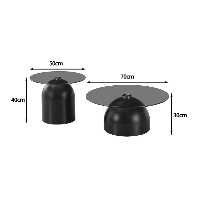 Coffee tables Barel pakoworld set of 2 white metal- clear glass