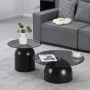Coffee tables Barel pakoworld set of 2 black metal-black smoke glass