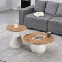 Coffee tables Caple pakoworld set of 2 white metal- mdf in natural shade