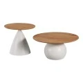Coffee tables Caple pakoworld set of 2 white metal- mdf in natural shade