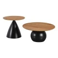 Coffee tables Caple pakoworld set of 2 black metal- mdf in natural shade