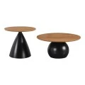 Coffee tables Caple pakoworld set of 2 black metal- mdf in natural shade