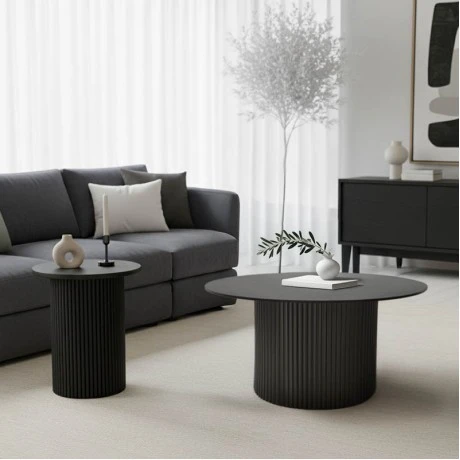 Dovel pakoworld mdf-metal coffee table set of 2 black