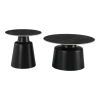 Τραπέζια σαλονιού Dualis pakoworld σετ 2 τεμ μέταλλο-sintered stone σε μαύρο μαρμάρου