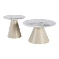 Duoma pakoworld coffee tables set of 2, cappuccino metal - travertine with marble effect