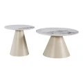 Duoma pakoworld coffee tables set of 2, cappuccino metal - travertine with marble effect