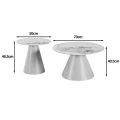 Duoma pakoworld coffee tables set of 2, cappuccino metal - travertine with marble effect