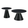 Duoma pakoworld coffee tables set of 2 black metal - black marble