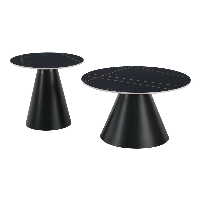 Duoma pakoworld coffee tables set of 2 black metal - black marble