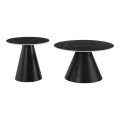 Duoma pakoworld coffee tables set of 2 black metal - black marble