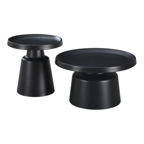 Coffee table Ginoze pakoworld 2 pieces set in black color metal