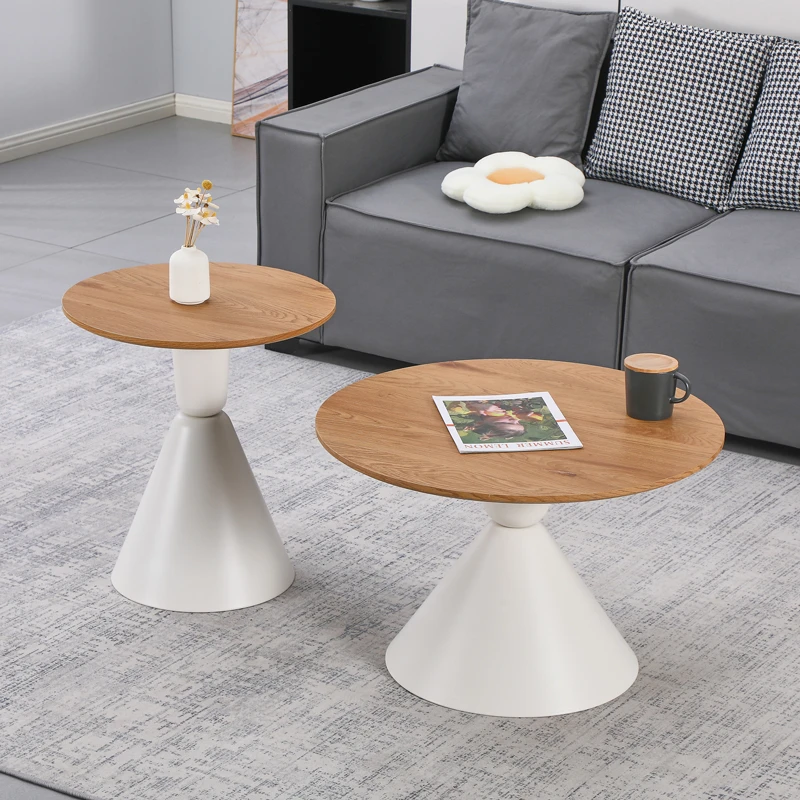 Obsidian pakoworld coffee tables set of 2 white metal- mdf in natural shade