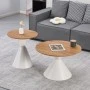 Obsidian pakoworld coffee tables set of 2 white metal- mdf in natural shade