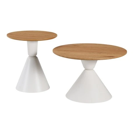 Obsidian pakoworld coffee tables set of 2 white metal- mdf in natural shade