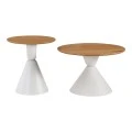 Obsidian pakoworld coffee tables set of 2 white metal- mdf in natural shade