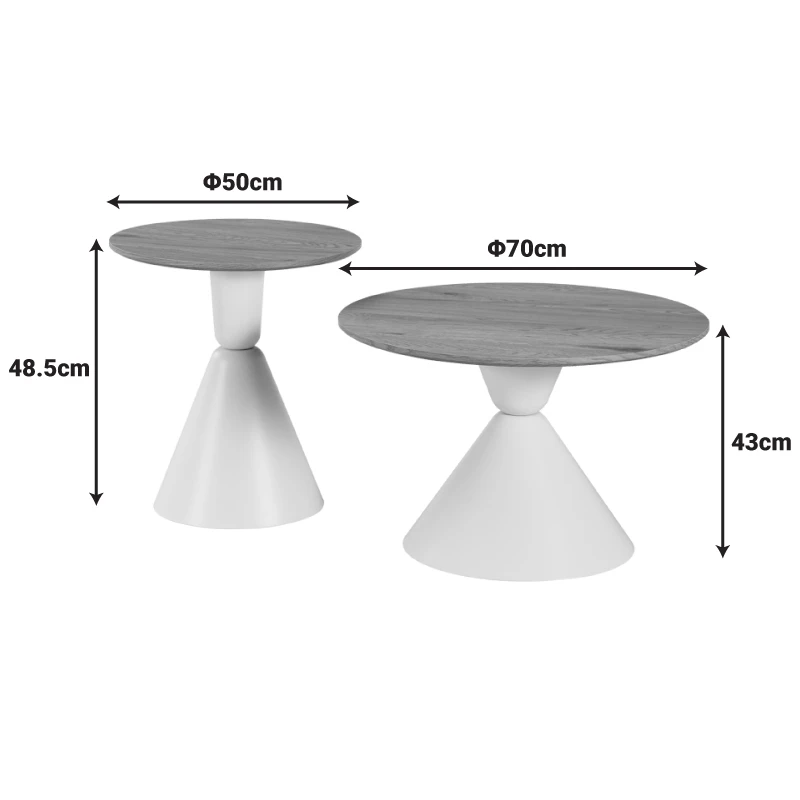 Obsidian pakoworld coffee tables set of 2 white metal- mdf in natural shade
