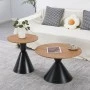 Obsidian pakoworld coffee tables set of 2 black metal- mdf in natural shade
