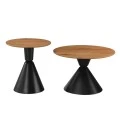 Obsidian pakoworld coffee tables set of 2 black metal- mdf in natural shade