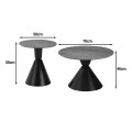 Obsidian pakoworld coffee tables set of 2 black metal- mdf in natural shade