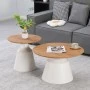 Parquet pakoworld coffee tables set of 2 white metal- mdf in natural shade