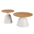 Parquet pakoworld coffee tables set of 2 white metal- mdf in natural shade