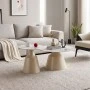 Sculpt coffee tables pakoworld set of 2 cappuccino metal-sintered stone white marble