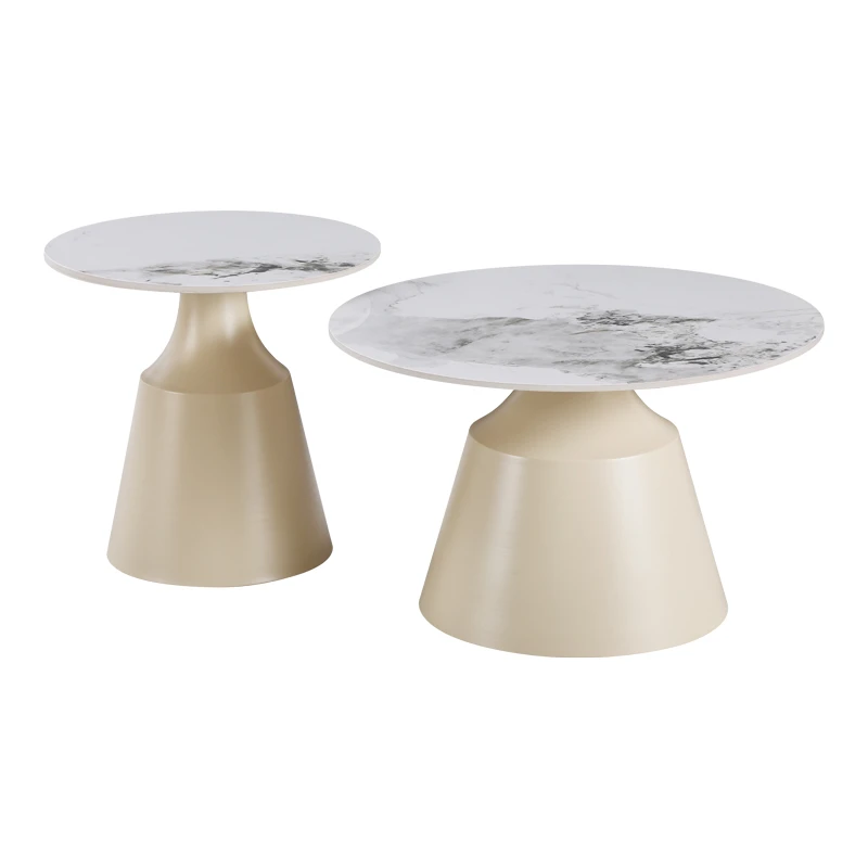 Sculpt coffee tables pakoworld set of 2 cappuccino metal-sintered stone white marble